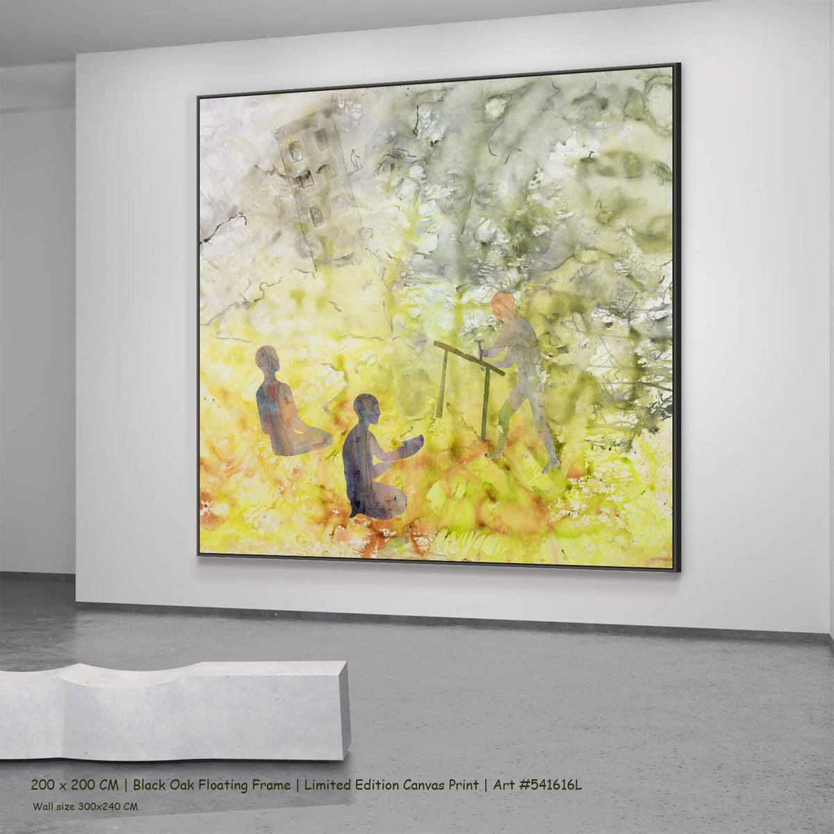 Summer Jiang — Between the Old and New Abstract canvas wall art in a black oak floating frame, 200 × 200 cm