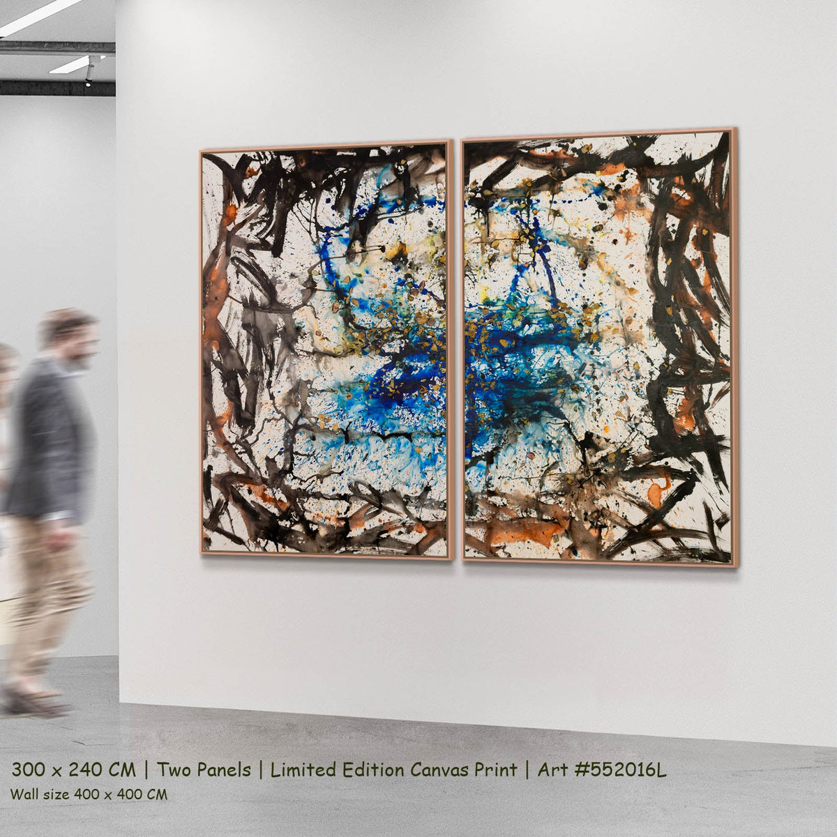 Summer Jiang — In Tragedy Life Is Beautiful Contemporary two-panel canvas wall art set, 300 × 240 cm