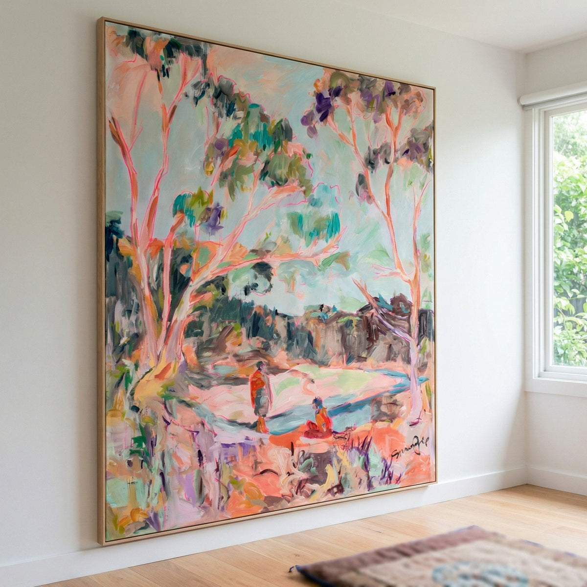 No Words Modern canvas wall art framed and hung on a wall, 100 × 120 cm, by Summer Jiang