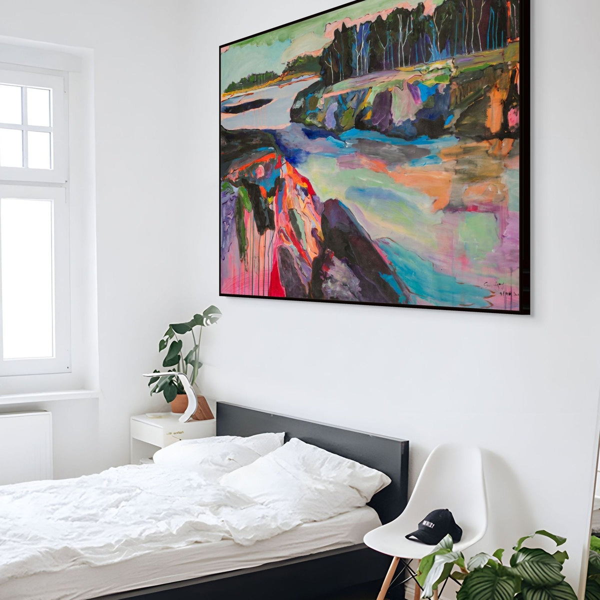 Rebellion Large Modern canvas wall art shown in a styled room by Summer Jiang