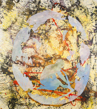 Surrender — yellow blue red Extra Large Abstract canvas wall art by Summer Jiang