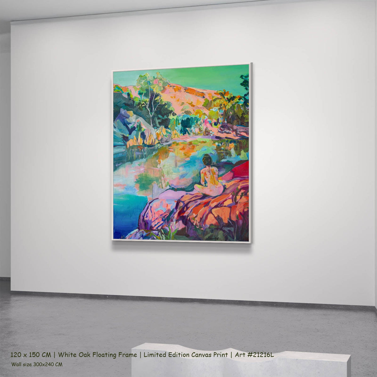 Summer Jiang — Undecorated Abstract canvas wall art in a white oak floating frame, 120 × 150 cm