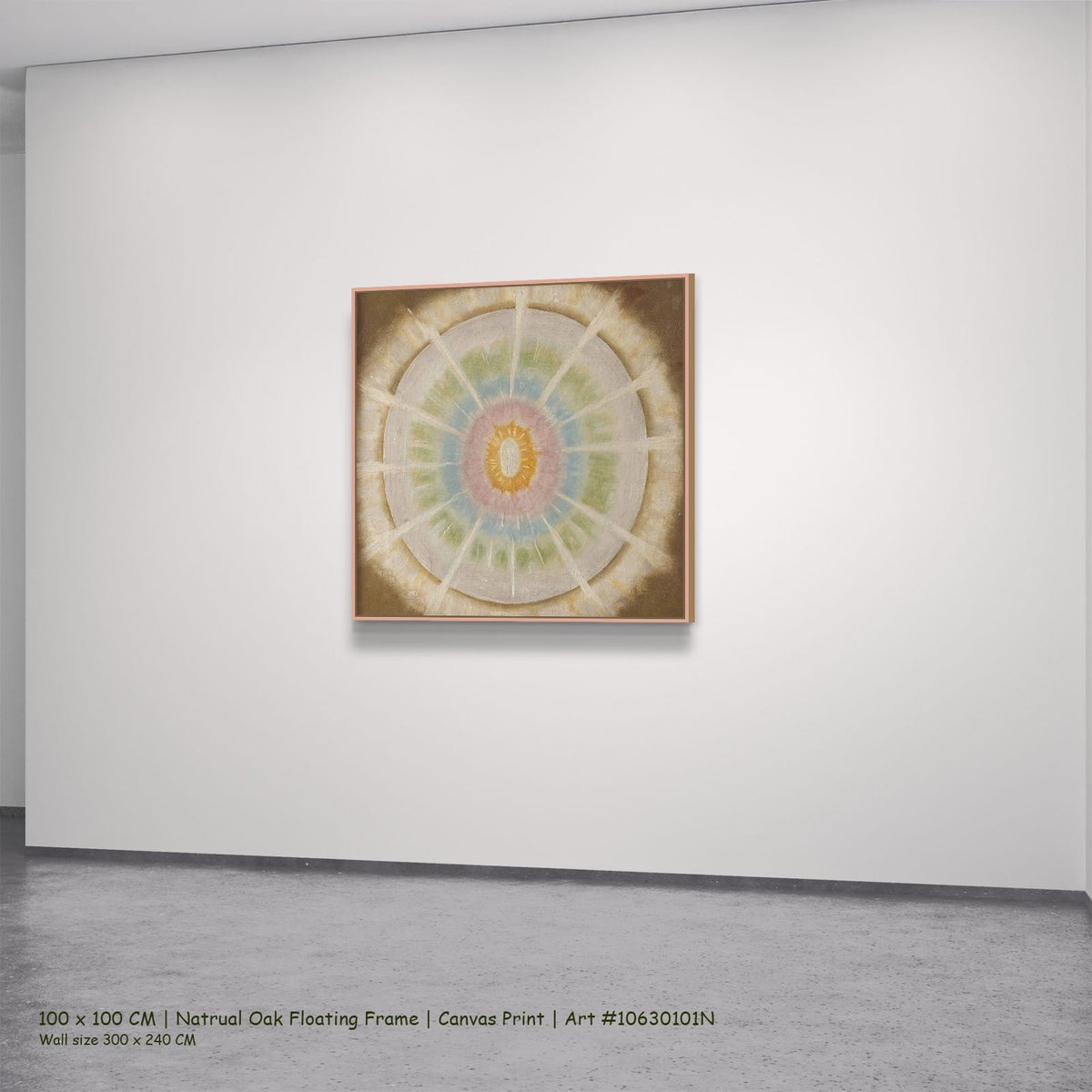 Het oorzakelijke lichaam van den adept by Theo van Doesburg in a natural oak floating frame, large gold and brown Symbolist c