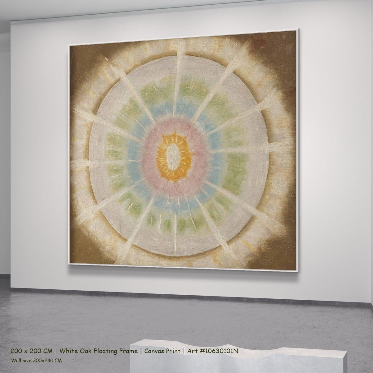 Het oorzakelijke lichaam van den adept by Theo van Doesburg in a white oak floating frame, large gold and brown Symbolist can