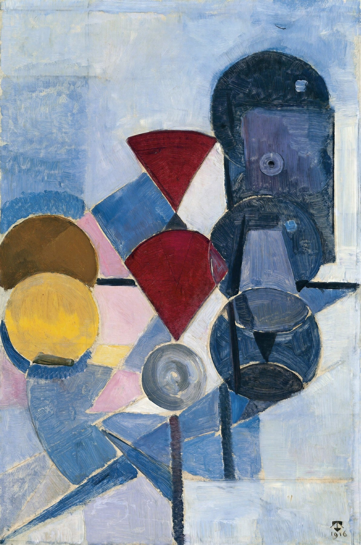 Large blue and red Cubist canvas print of Composition II by Theo van Doesburg