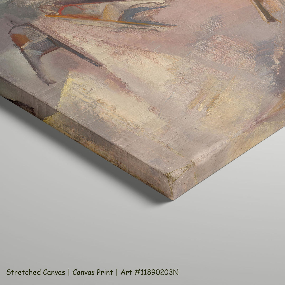 Quarry by Vilmos Aba-Novák as a large stretched gold and pink Modernist canvas print