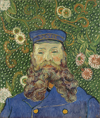 Large green and blue Impressionist canvas print of Portrait of Joseph Roulin by Vincent van Gogh