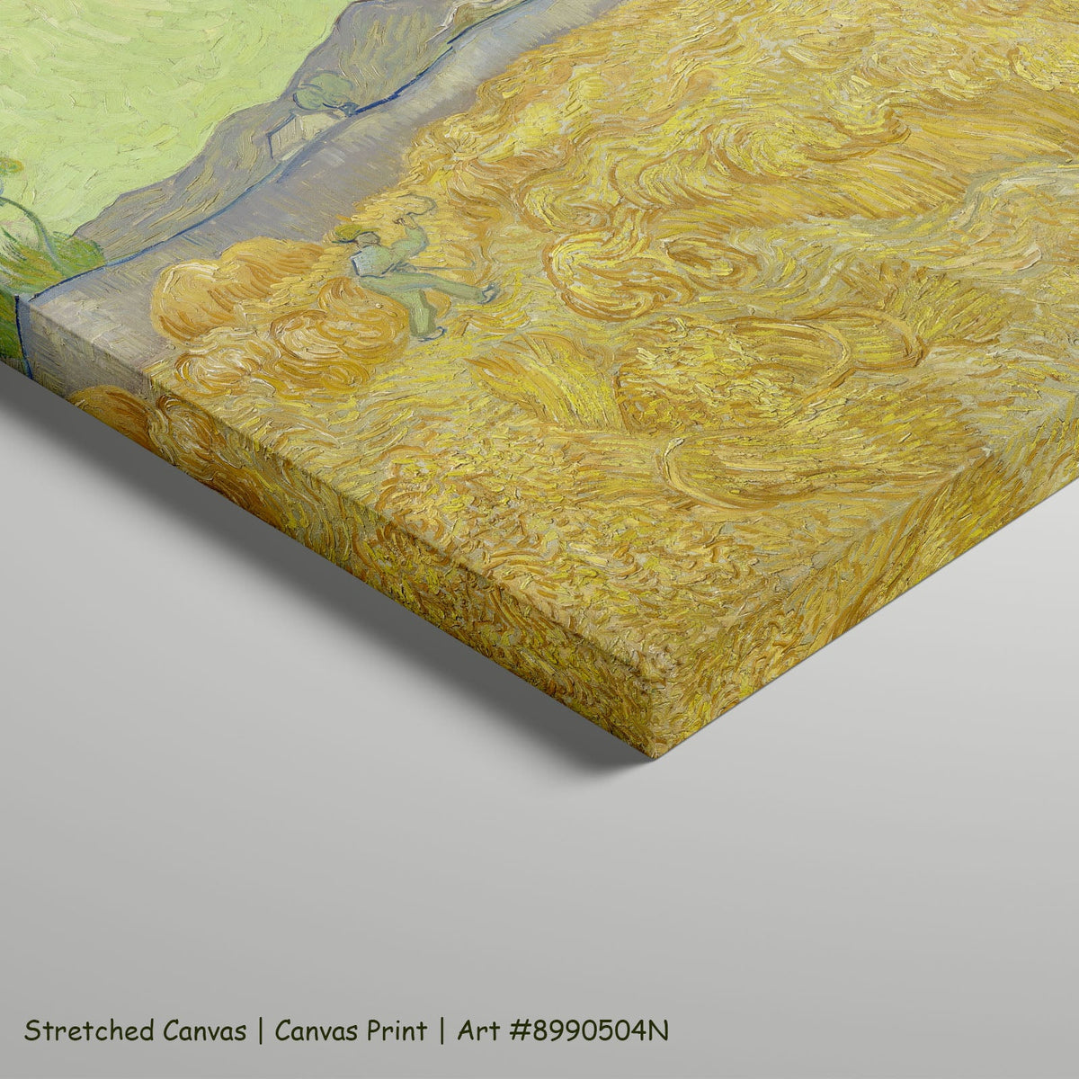 Wheatfield with a Reaper by Vincent van Gogh as a large stretched gold and green Impressionist canvas print