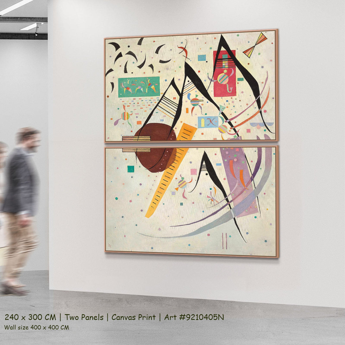 Composition with Little Figures by Wassily Kandinsky as a large two-panel brown and orange Abstract canvas set
