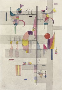 Large white and grey Modern Abstract canvas print of Vertical Axis with Pastel Forms by Wassily Kandinsky