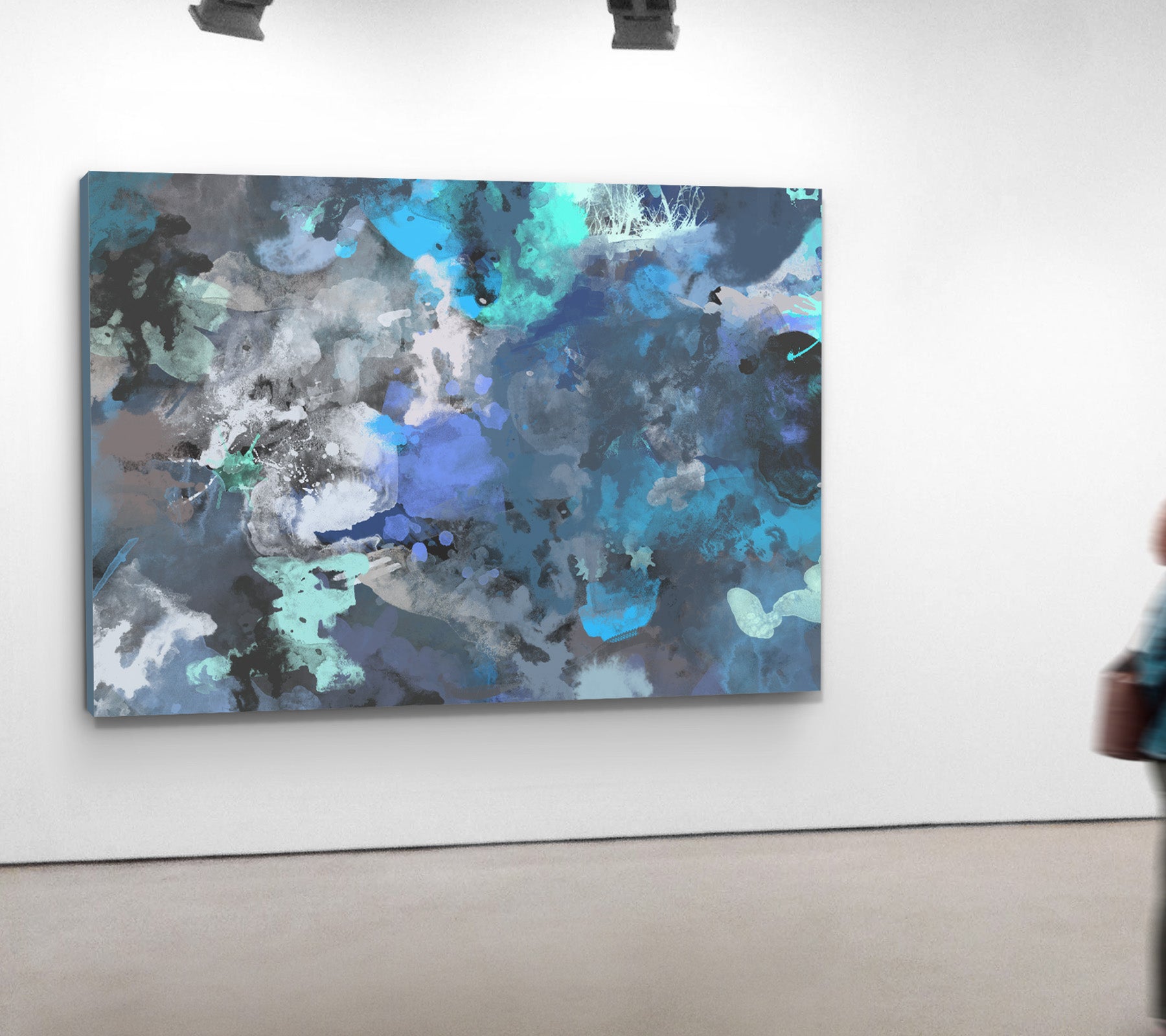 Blue World Abstract canvas wall art (view 3)