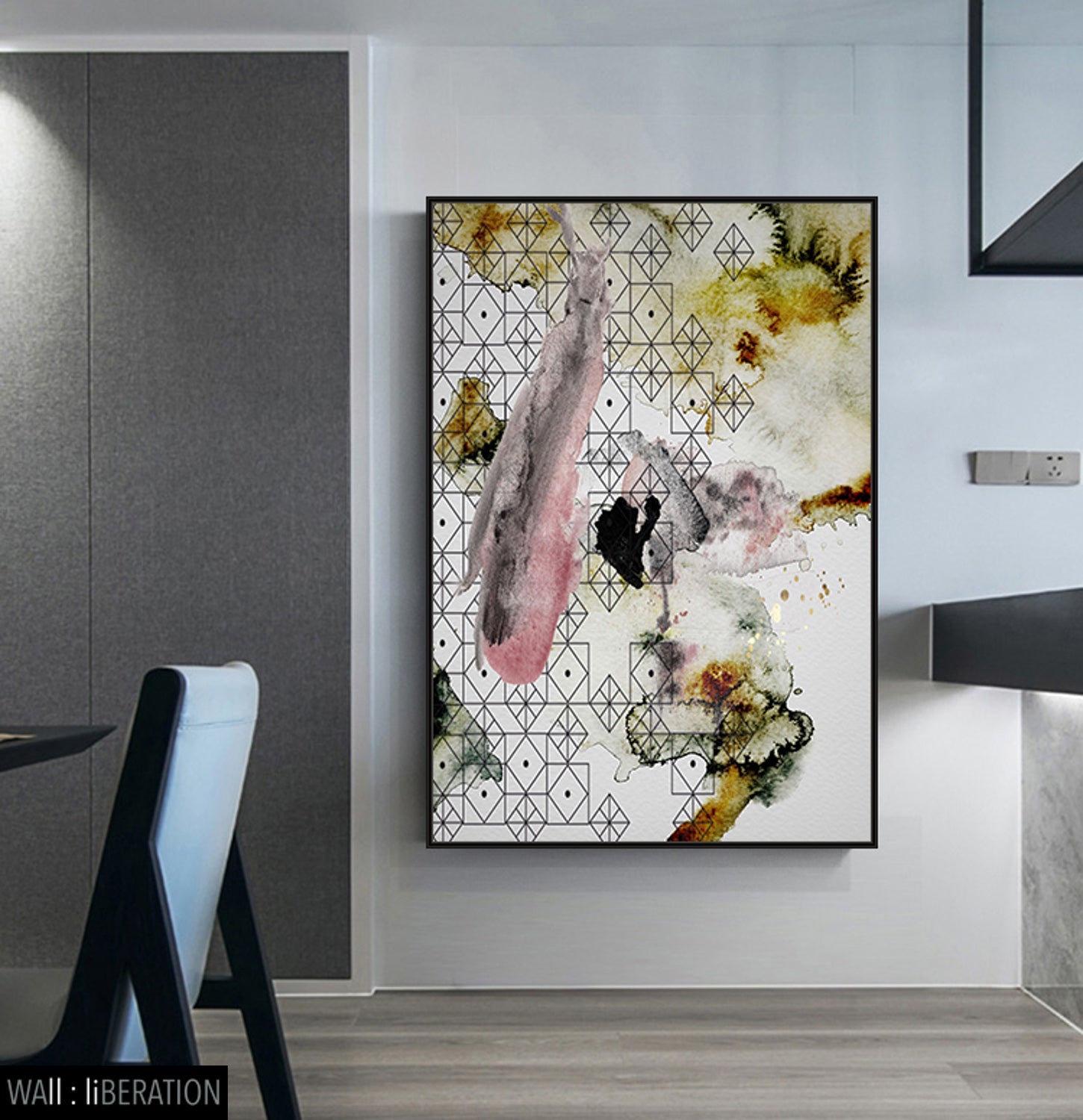 The Magical Garden 1 Large Abstract Floral canvas wall art framed and hung on a wall