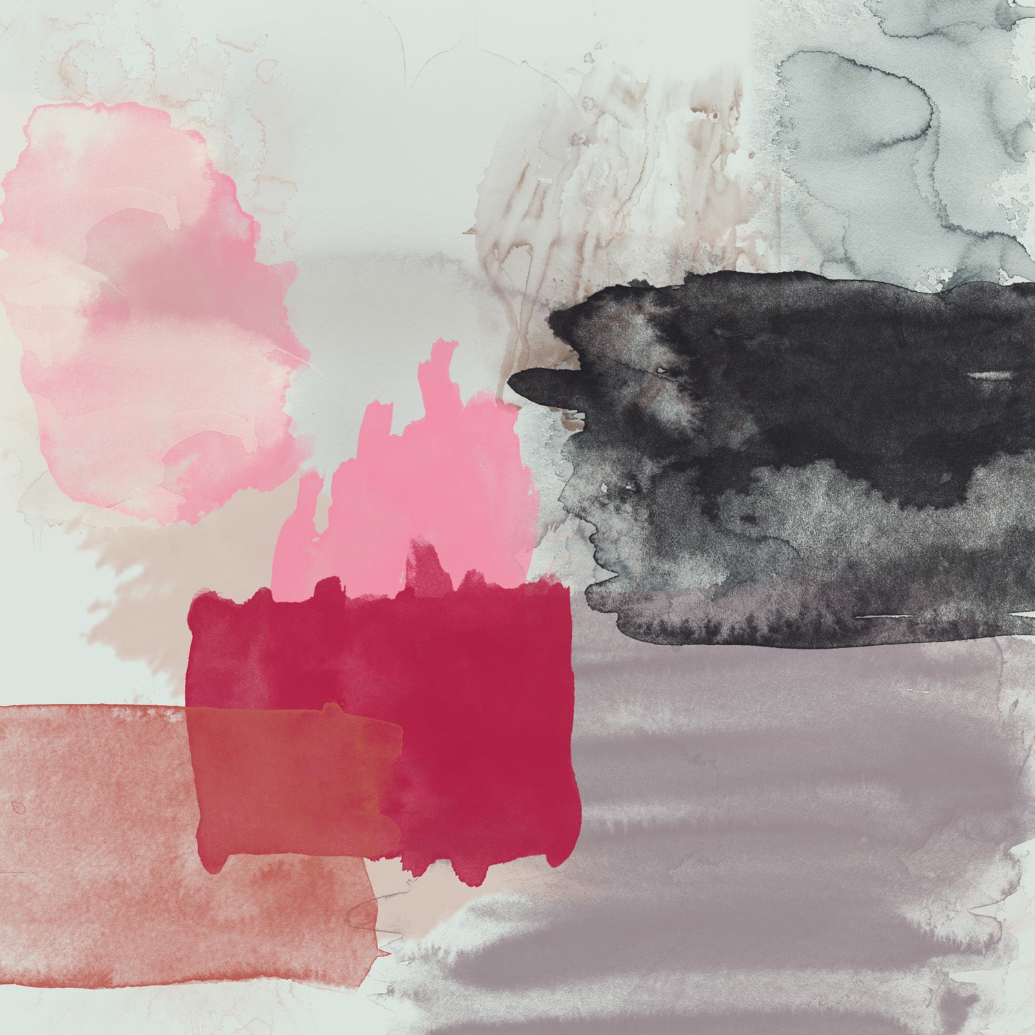 Morning Light I — black red brown Large Abstract Watercolour canvas wall art
