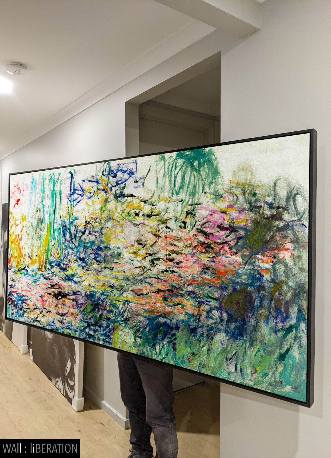 Water Lilies canvas — close-up detail of the framed canvas print