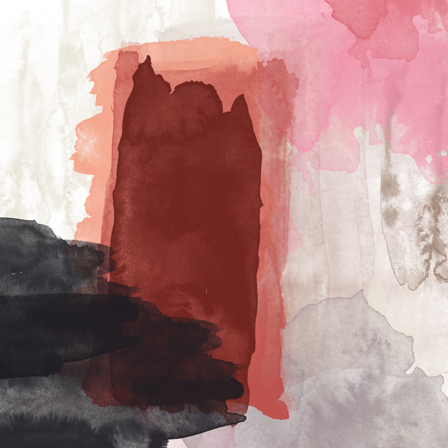 Morning Light II — black red brown Large Contemporary Watercolour canvas wall art