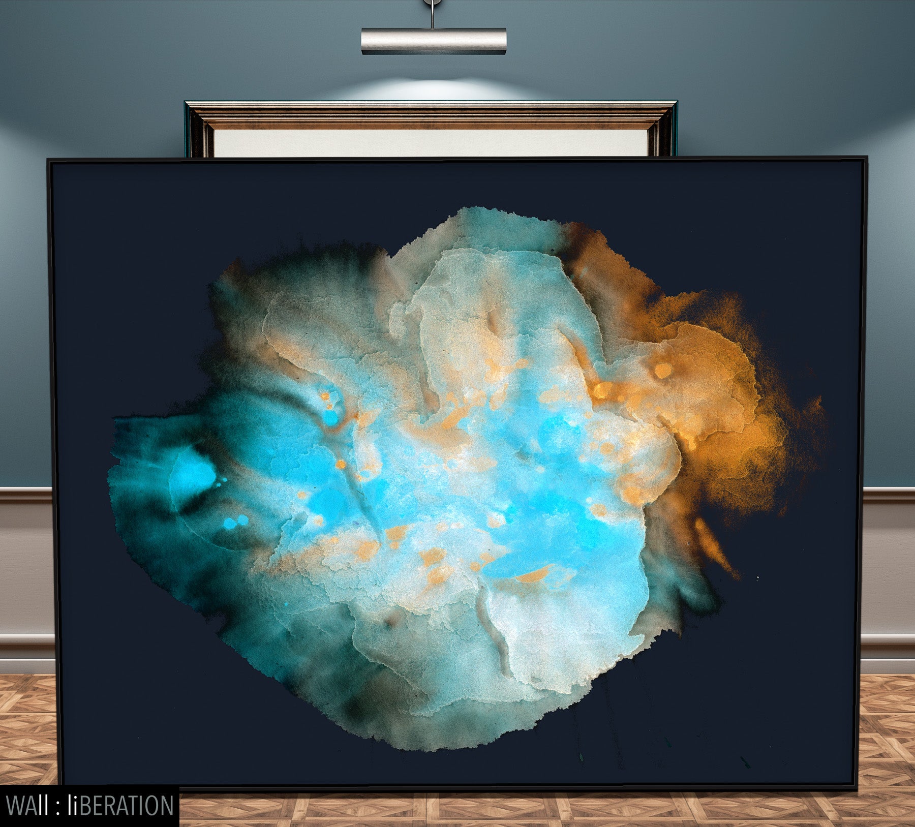 A Drop of Life Large Abstract canvas wall art framed and hung on a wall