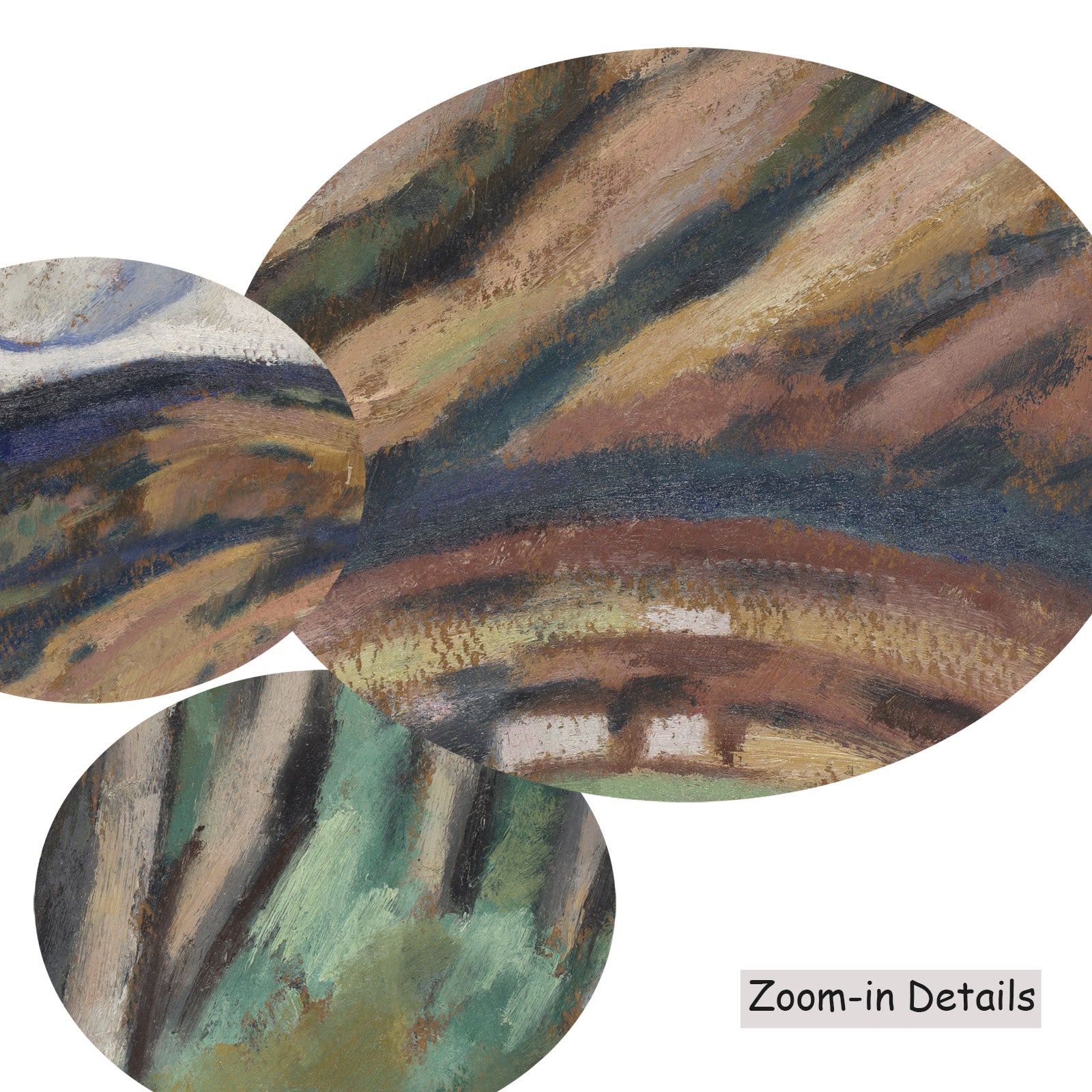 Close-up detail of the brushwork on The Last of New England—The Beginning, a large brown and green Modern Abstract canvas by 
