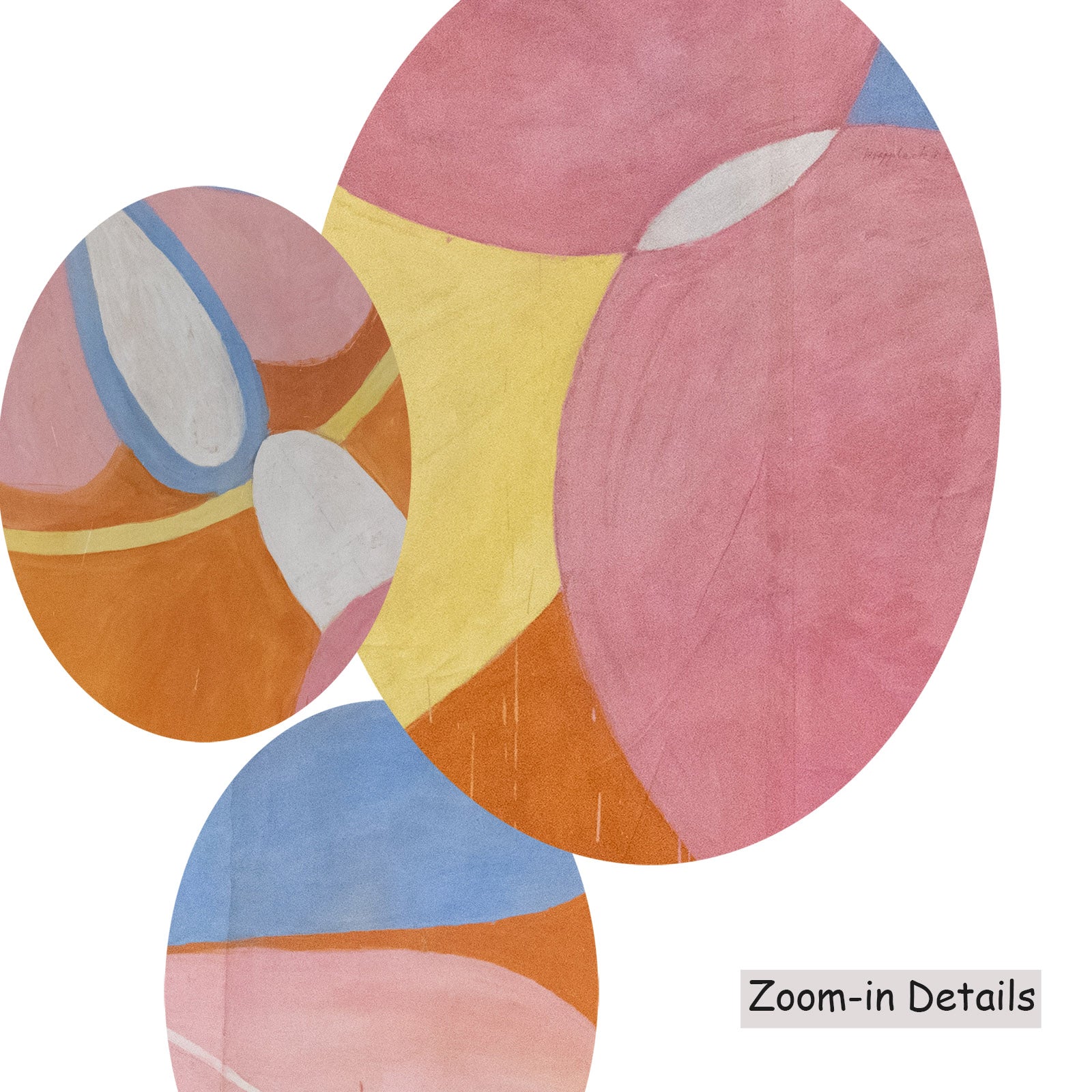 Close-up detail of the brushwork on The Ten Largest, No. 4, Youth, a large orange and pink Abstract canvas by Hilma af Klint