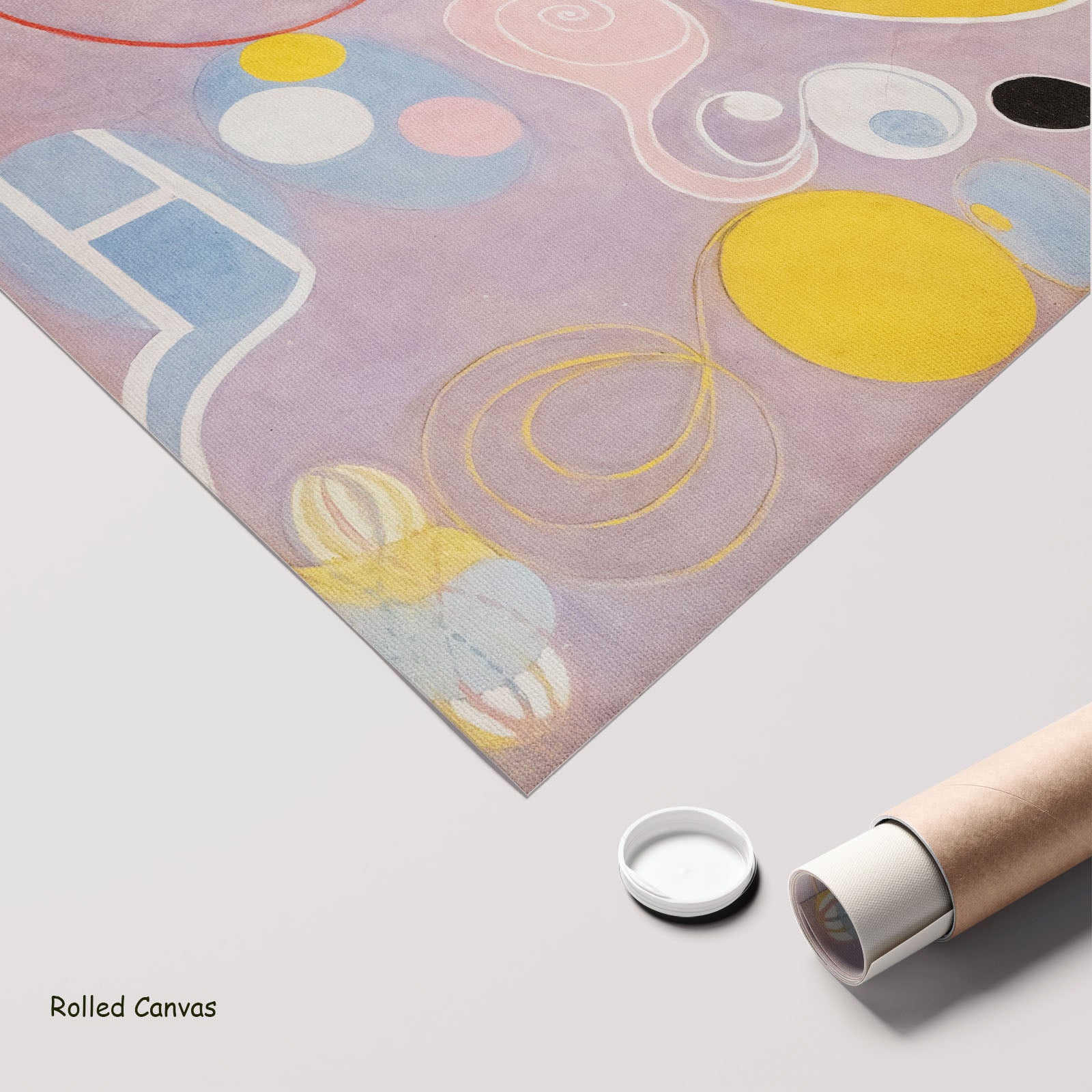 The Ten Largest, No. 7, Adulthood by Hilma af Klint as a large rolled yellow and purple Abstract canvas print