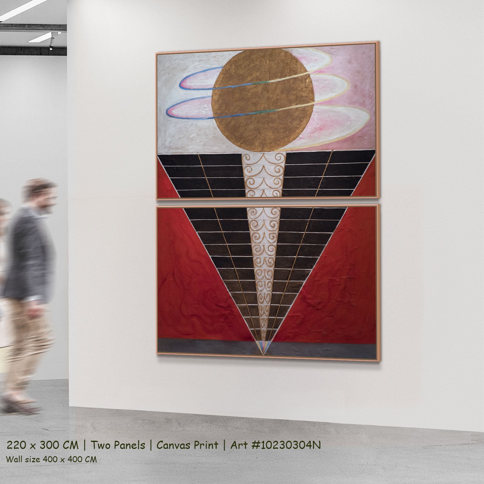 Altarpiece, No. 2, Group X by Hilma af Klint as a large two-panel red and black Modern Abstract canvas set