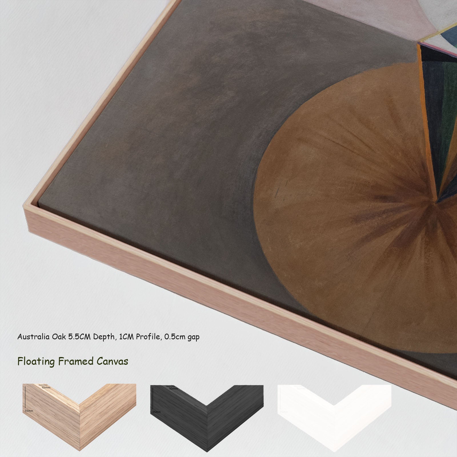 The Swan, No. 12, Group IX by Hilma af Klint in a floating frame, large brown and white Geometric Abstract canvas print
