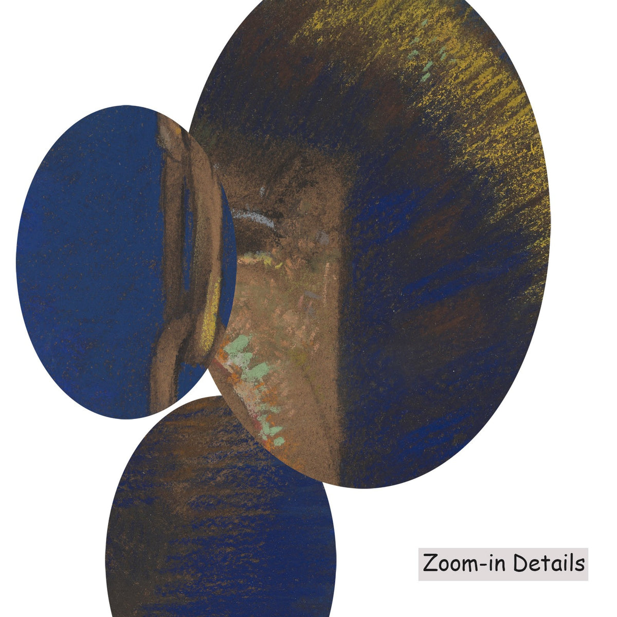 Close-up detail of the brushwork on The Beacon, a large blue and brown Symbolist canvas by Odilon Redon