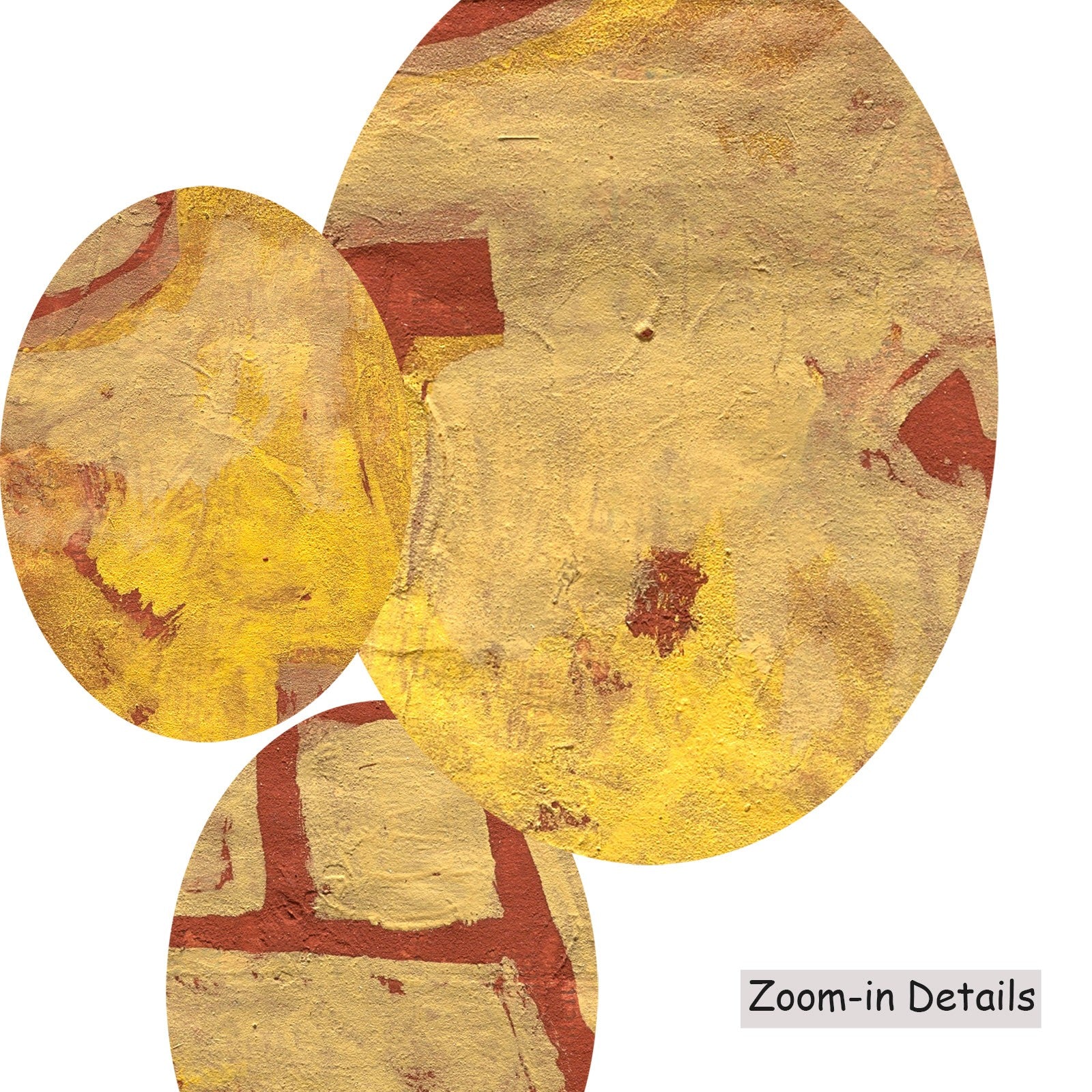 Close-up detail of the brushwork on God of War, a large yellow and red Abstract canvas by Paul Klee