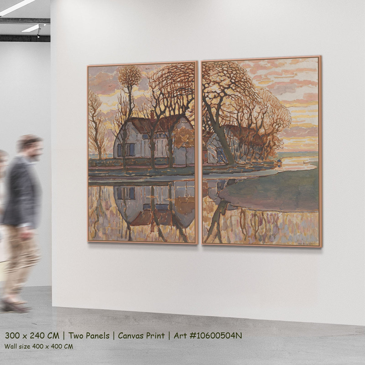 Farm near Duivendrecht by Piet Mondrian as a large two-panel pink and brown Abstract canvas set