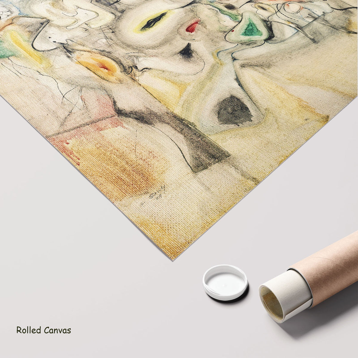 Good Afternoon, Mrs. Lincoln by Arshile Gorky as a large rolled yellow and green Abstract canvas print