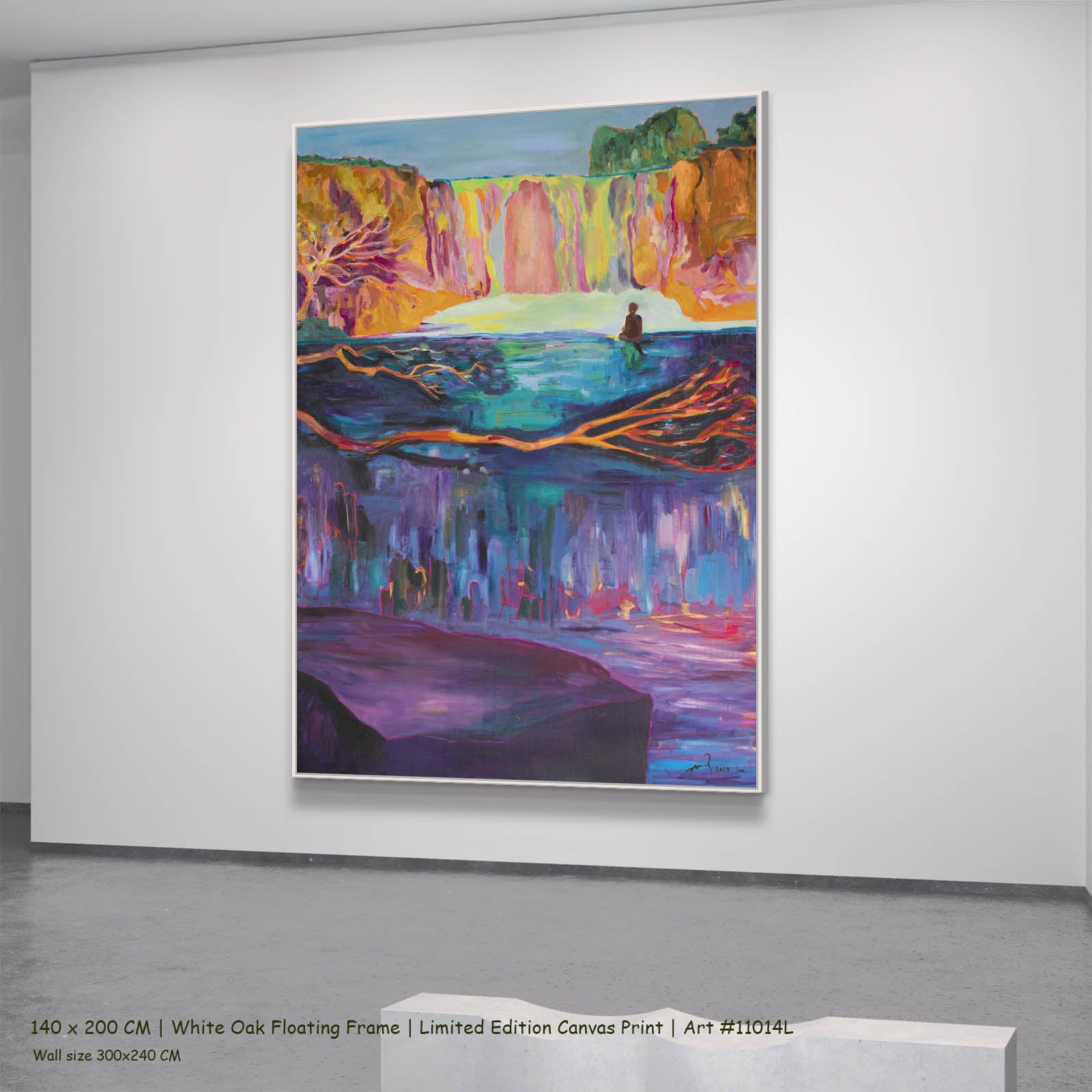 Between Two Worlds Contemporary canvas wall art in a white oak floating frame, 140 × 200 cm