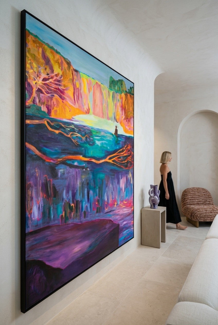 Large purple and orange canvas print of Between Two Worlds by Summer Jiang