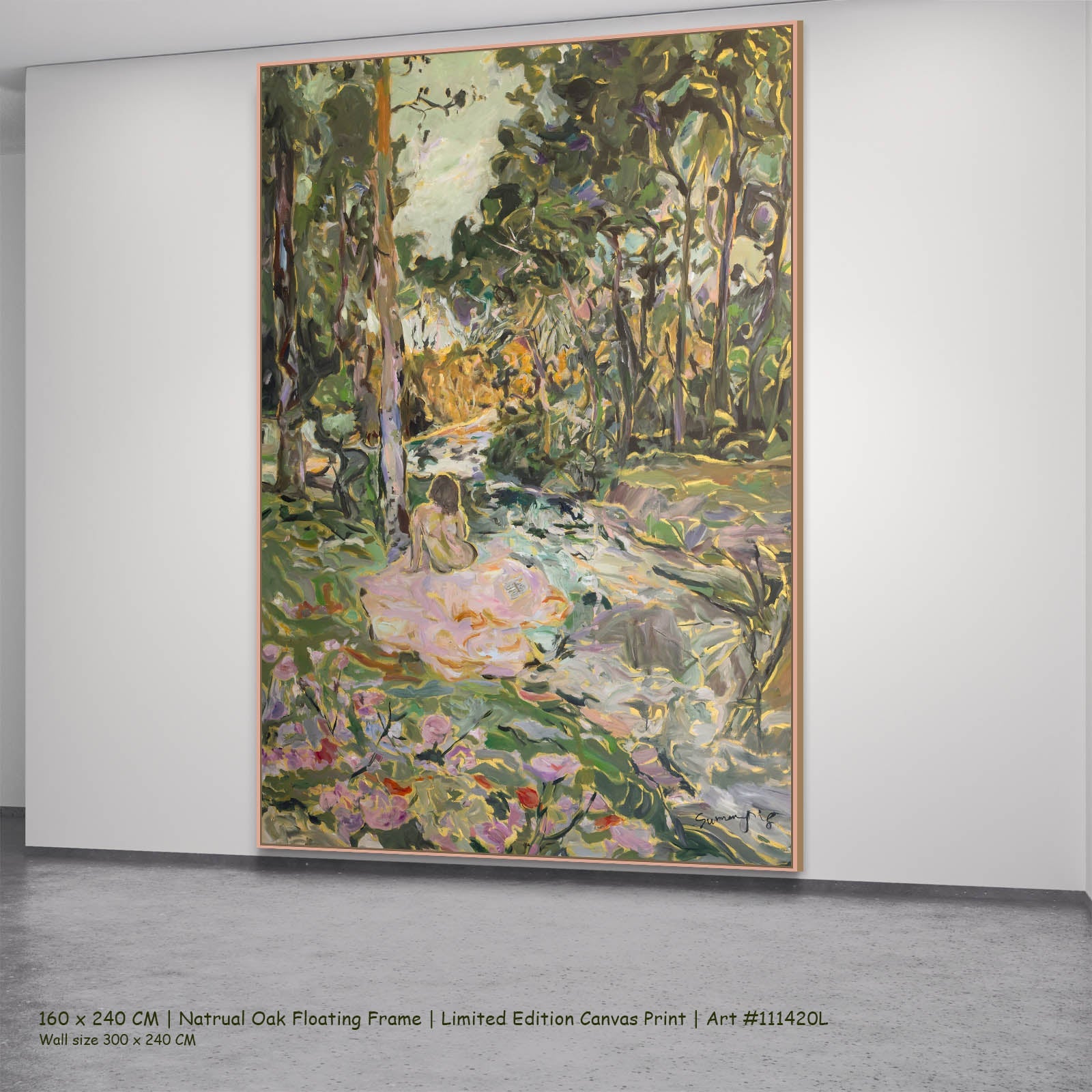 Stay Contemporary canvas wall art in a natural oak floating frame, 160 × 240 cm