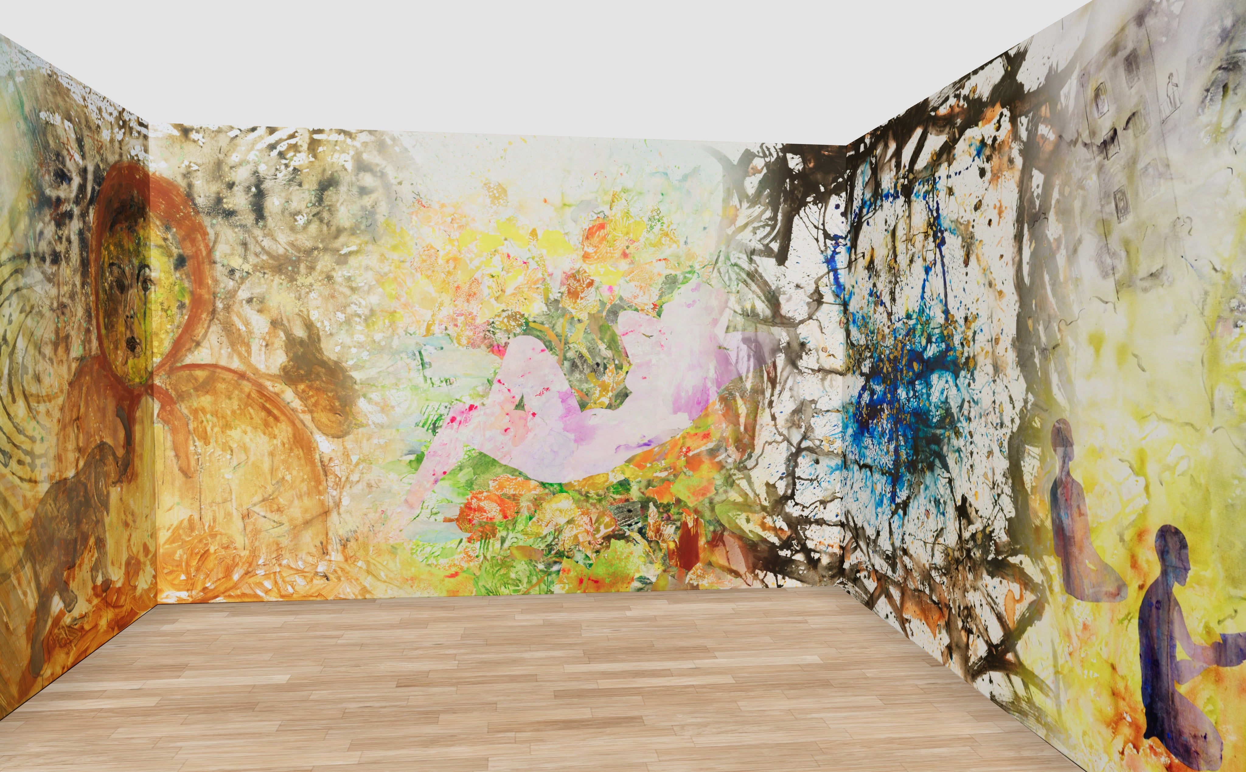Summer Jiang Originals Wall Mural — shown in a 12 m room at 270 cm ceiling