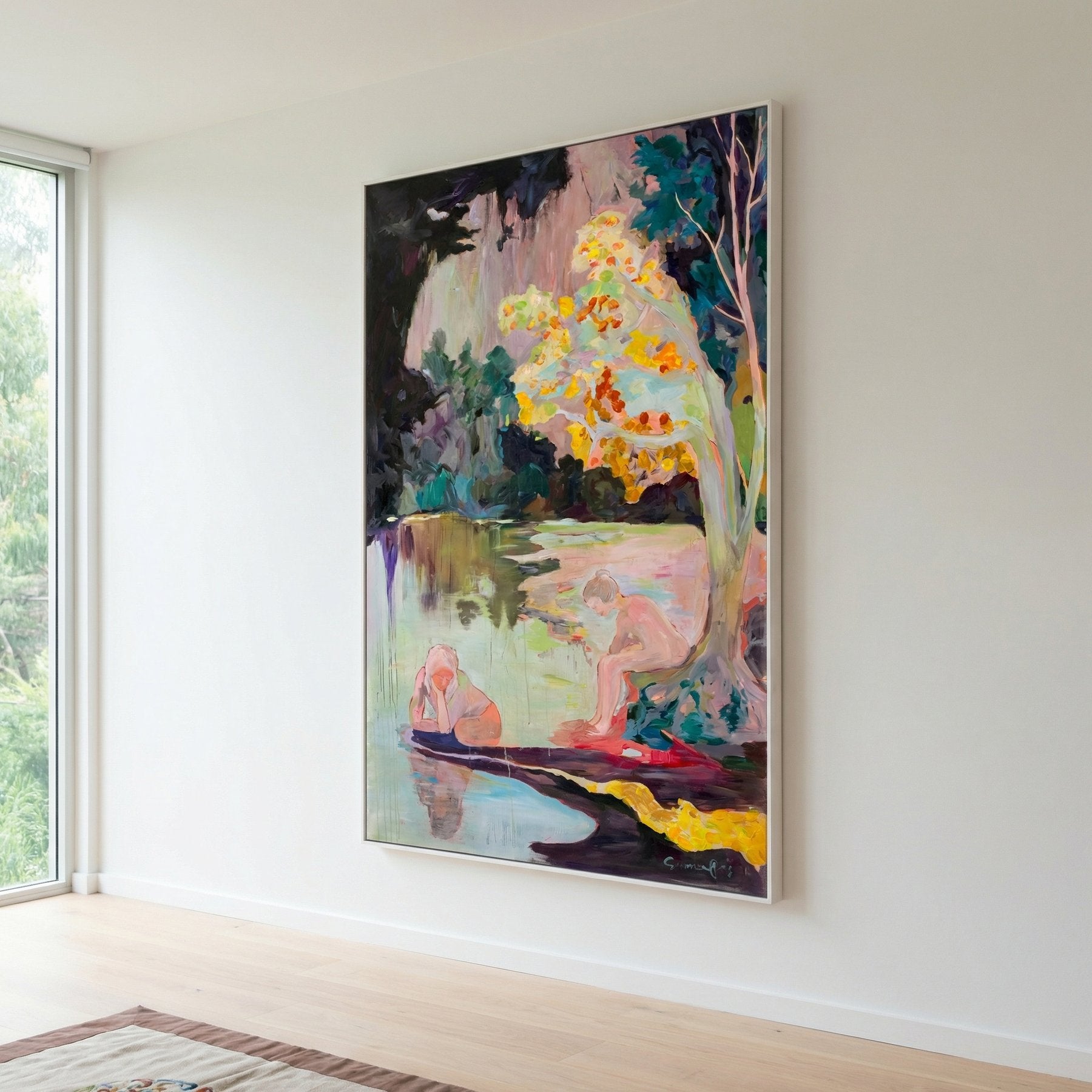 Soundless Abstract canvas wall art framed and hung on a wall, 120 × 180 cm, by Summer Jiang