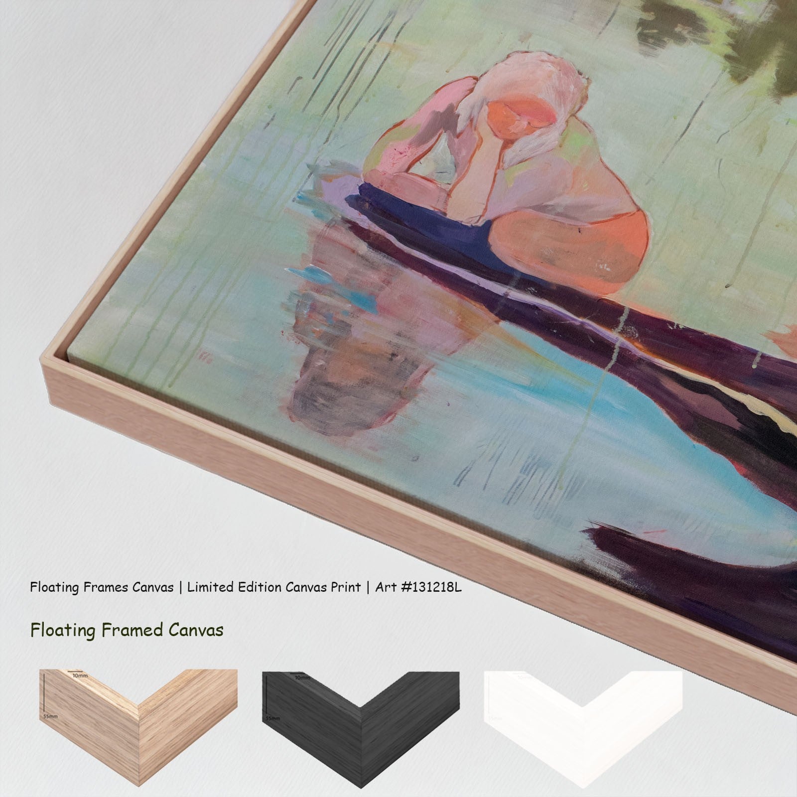 Soundless Large canvas wall art with floating frame options