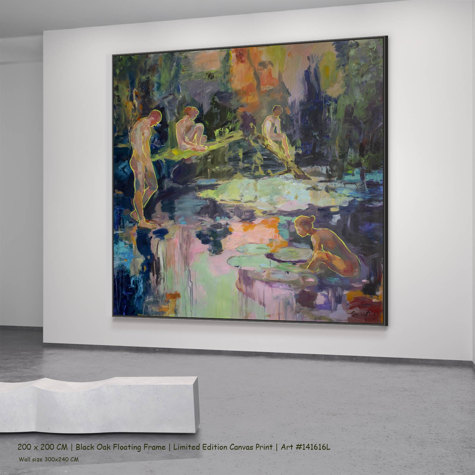 We Exist Modern canvas wall art in a black oak floating frame, 200 × 200 cm