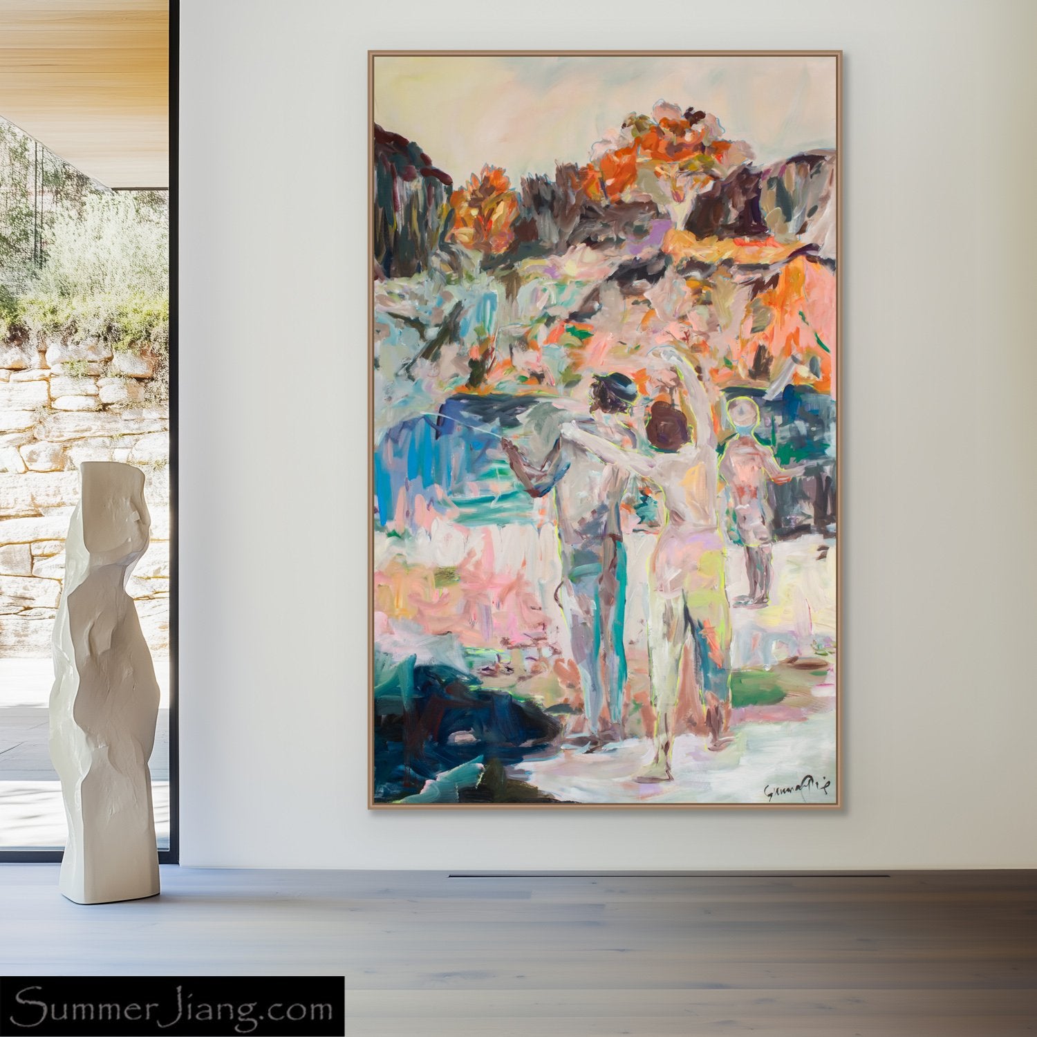 The Life I Planned Extra Large Modern canvas wall art styled in a room setting by Summer Jiang