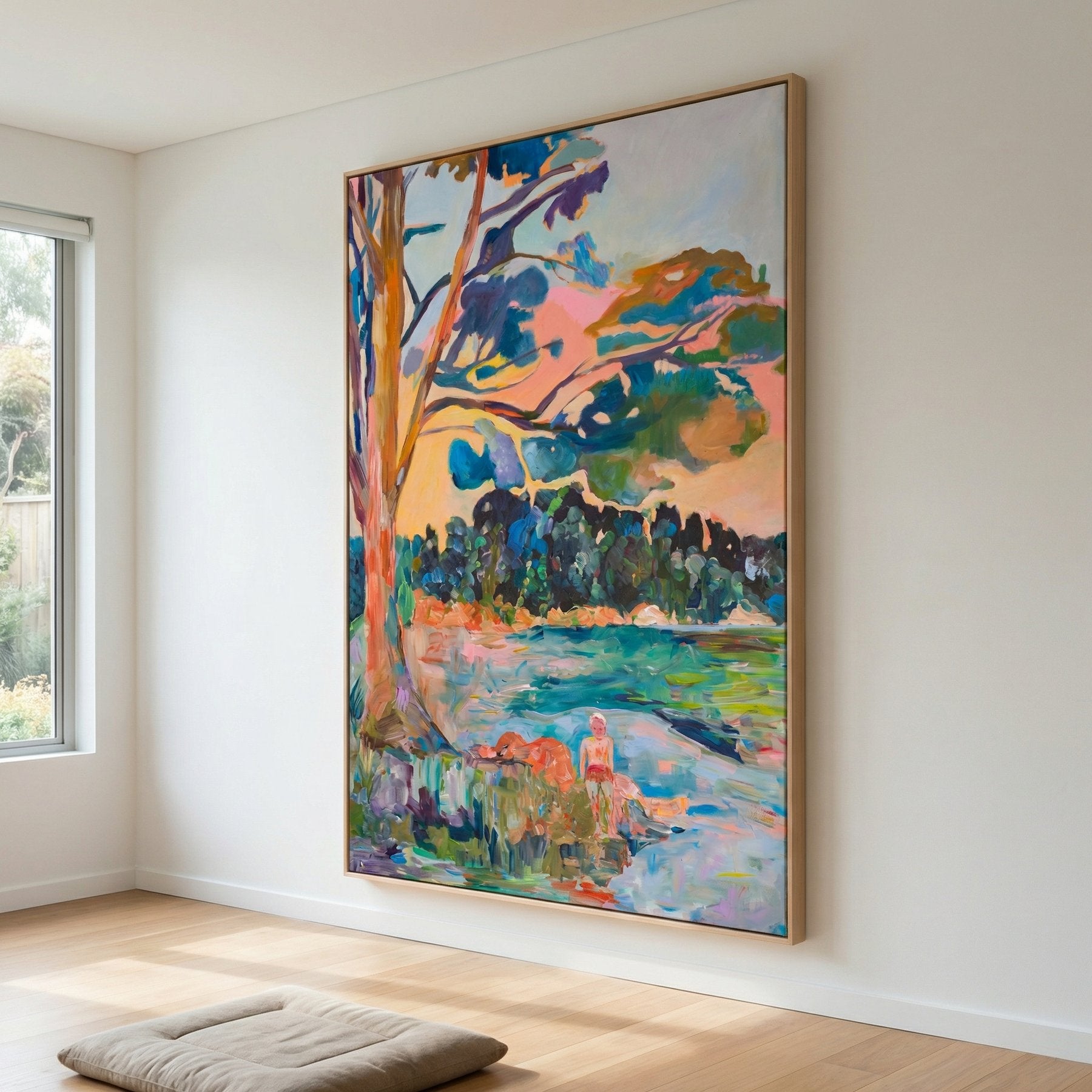 Cost of Becoming Contemporary canvas wall art framed and hung on a wall, 100 × 140 cm, by Summer Jiang