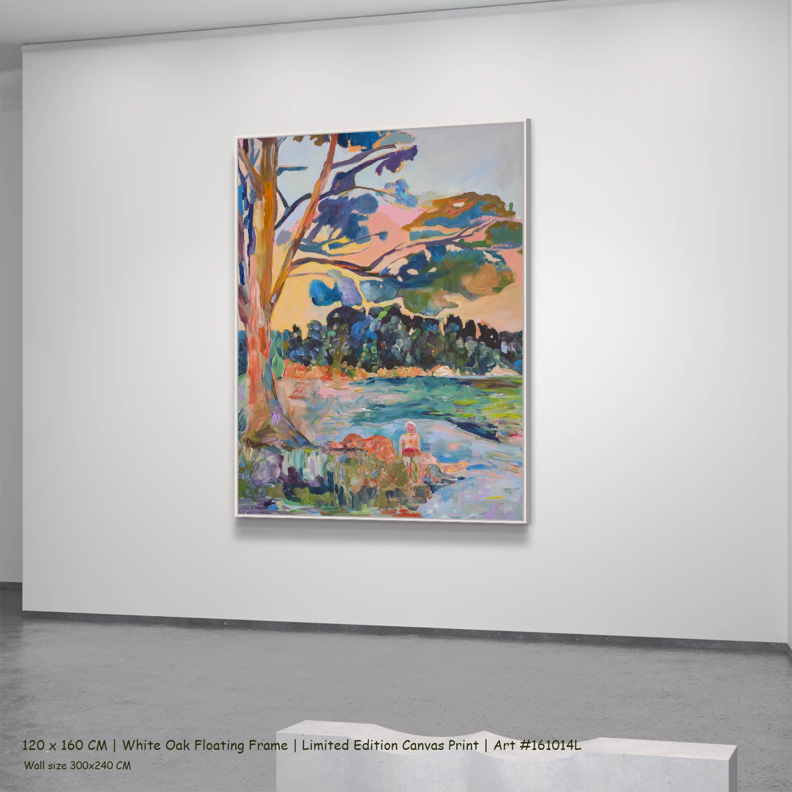 Cost of Becoming Contemporary canvas wall art in a white oak floating frame, 120 × 160 cm