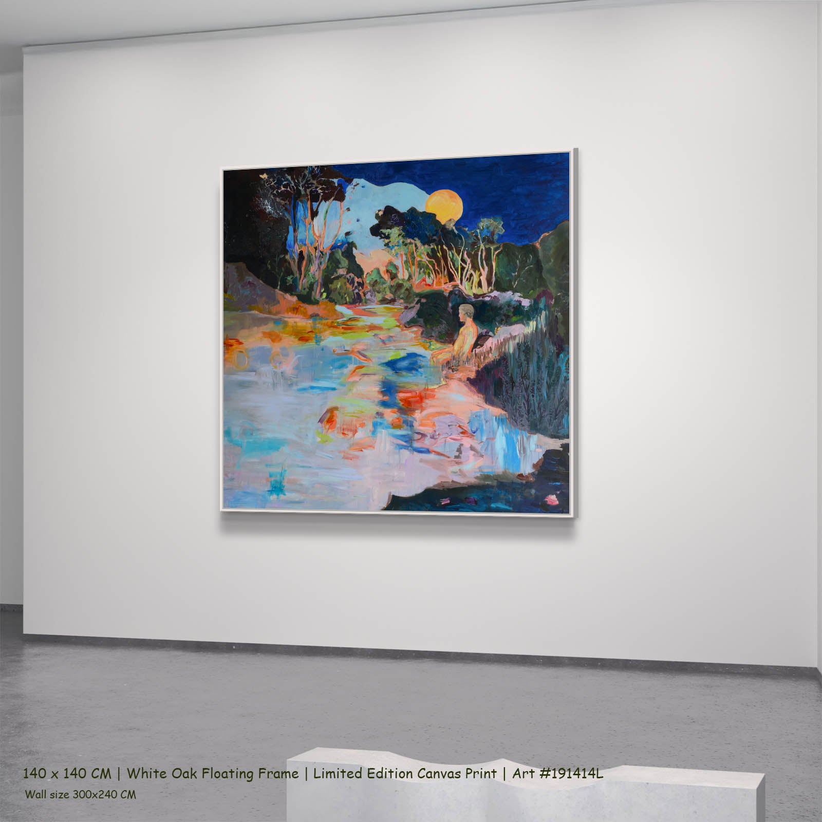 Whole Modern canvas wall art in a white oak floating frame, 140 × 140 cm