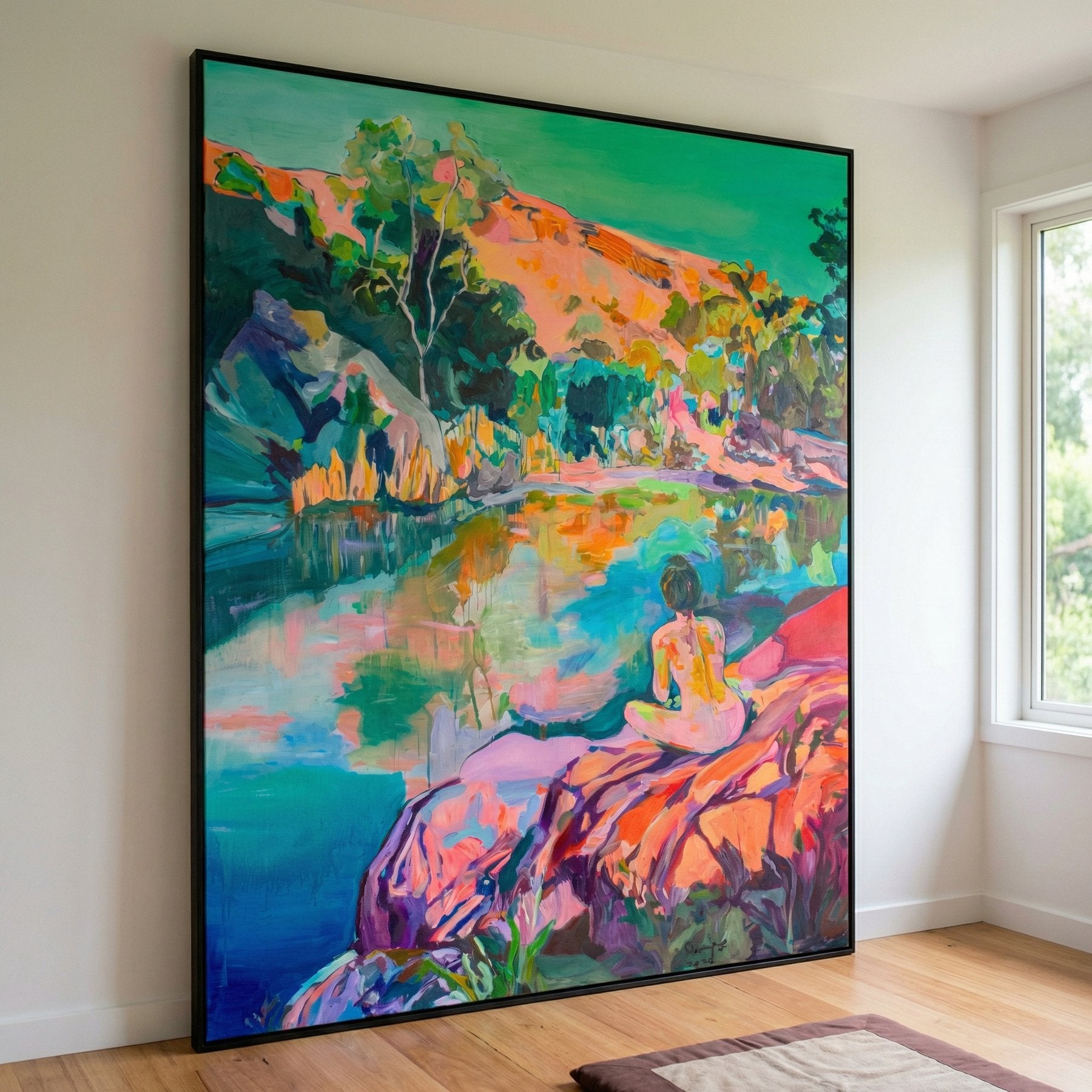 Undecorated Abstract canvas wall art framed and hung on a wall, 120 × 160 cm, by Summer Jiang