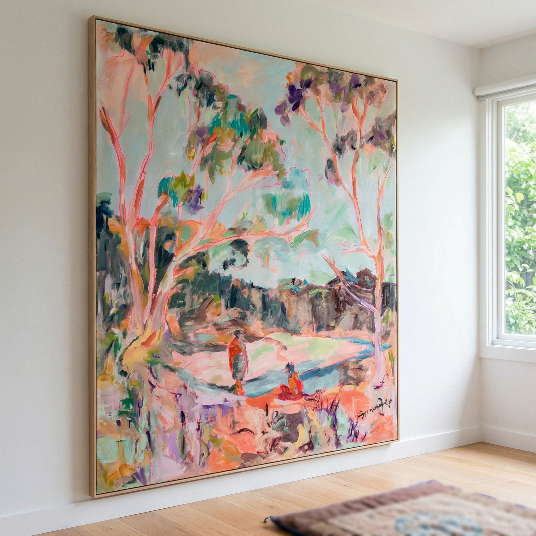 No Words Modern canvas wall art framed and hung on a wall, 100 × 120 cm, by Summer Jiang