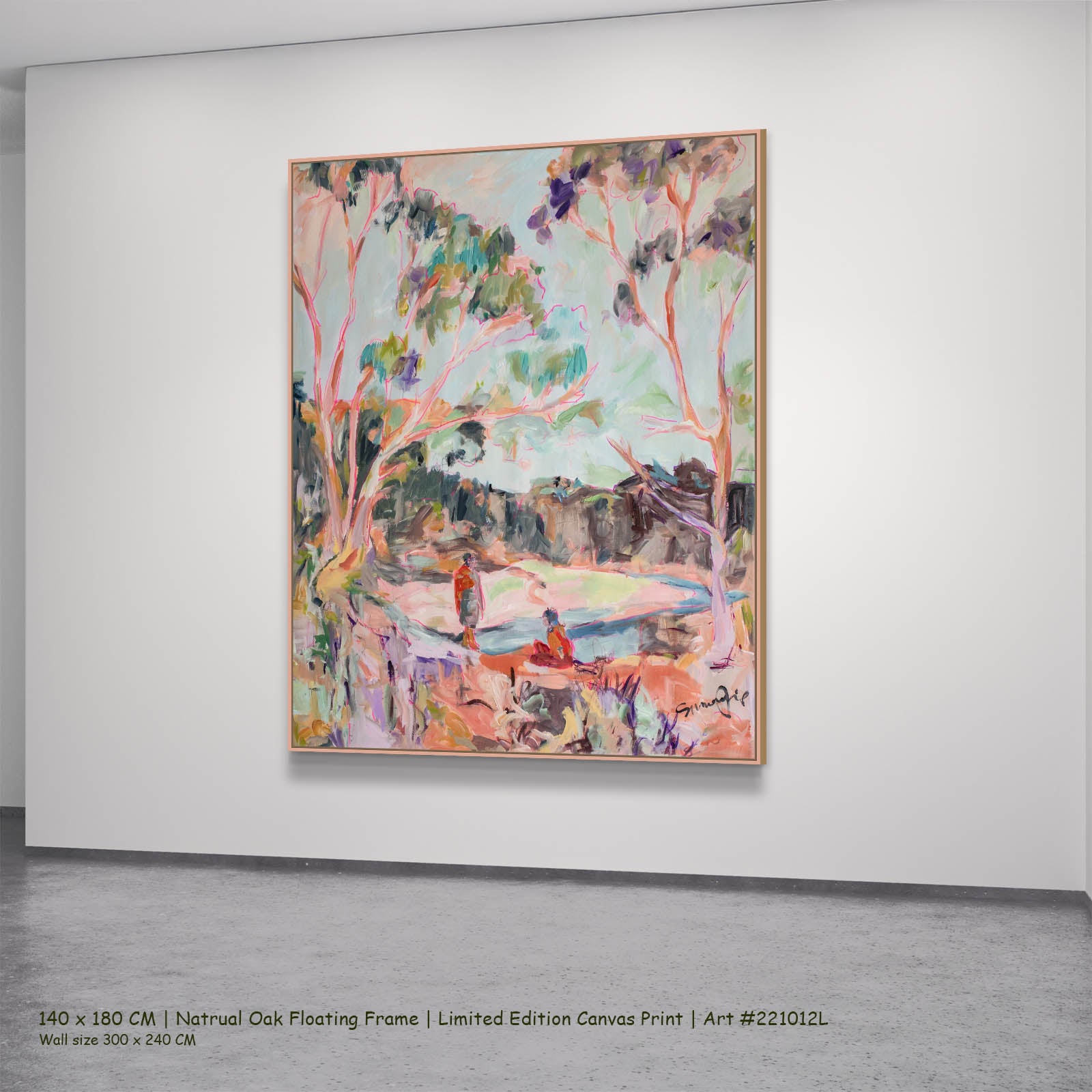 No Words Modern canvas wall art in a natural oak floating frame, 140 × 180 cm