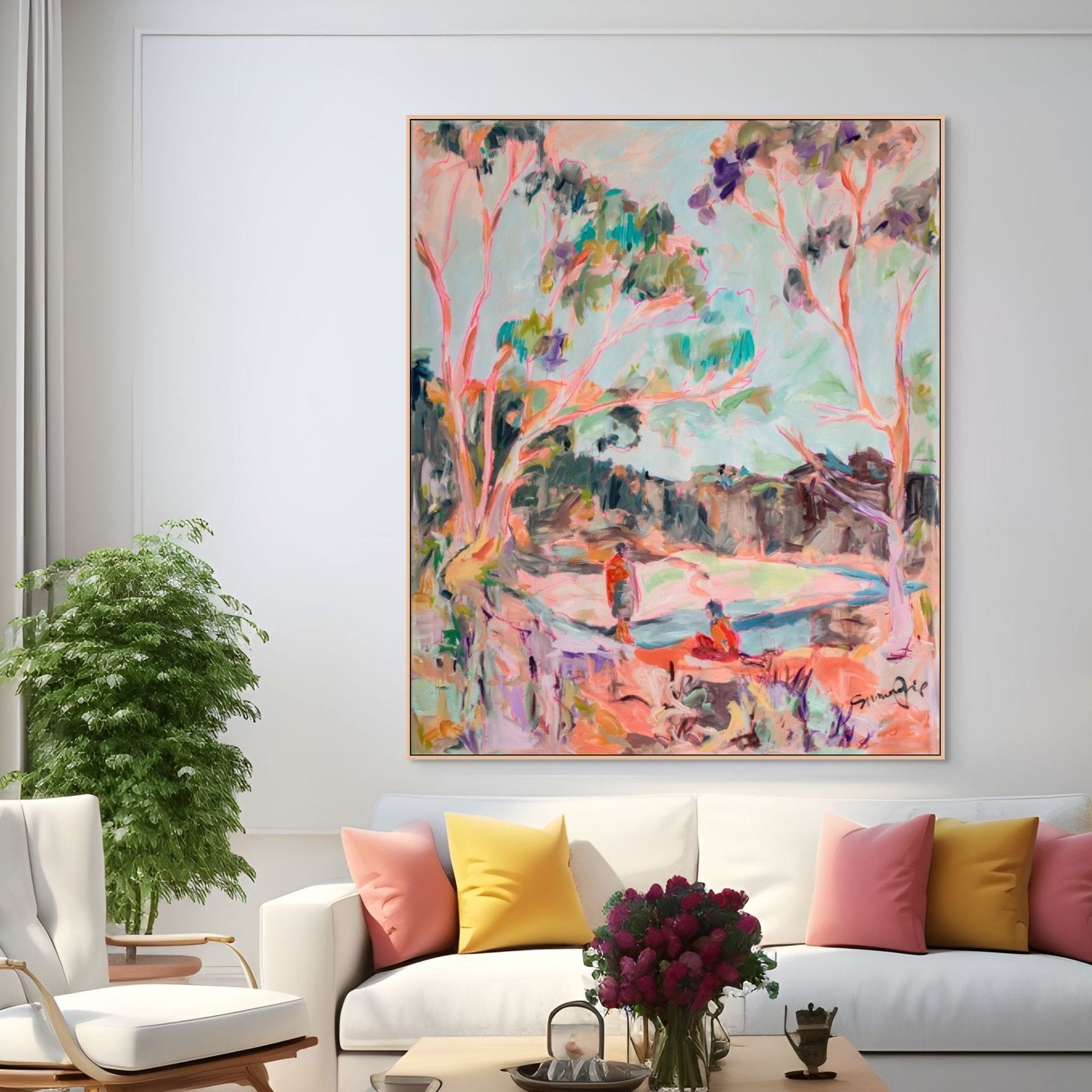 No Words Large Modern canvas wall art shown in a styled room by Summer Jiang