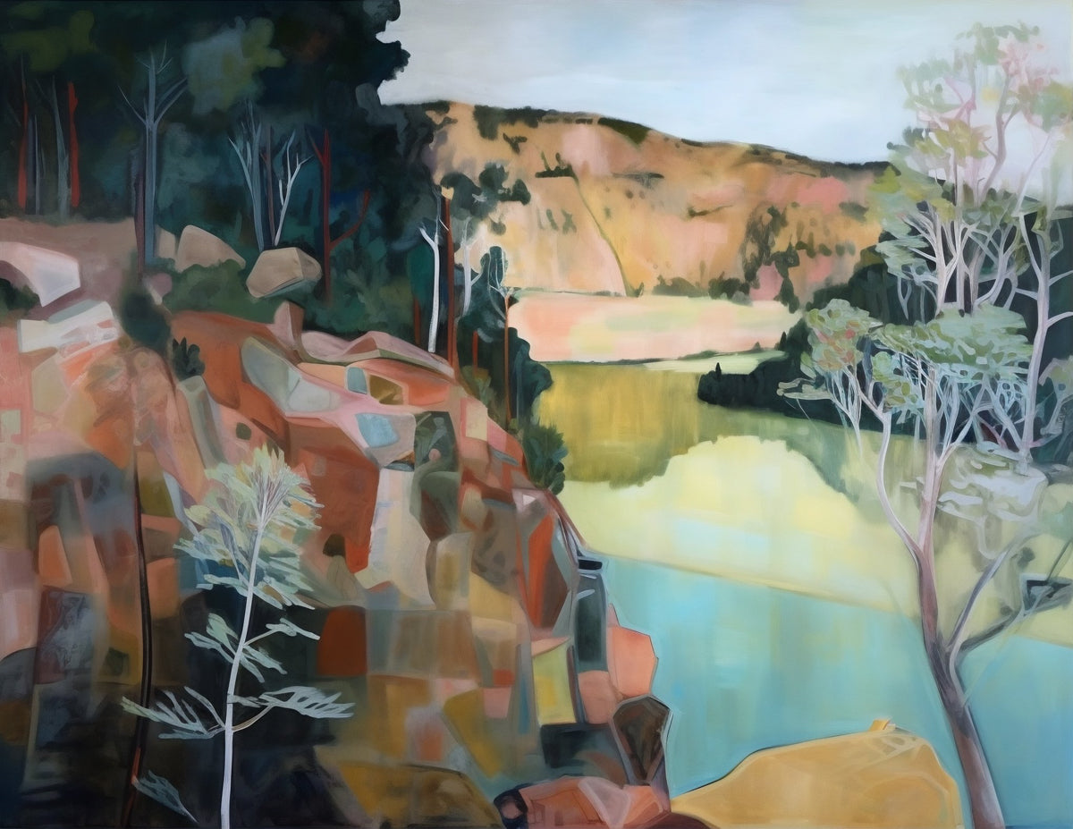 Little Murray River — Large Contemporary Landscape canvas wall art