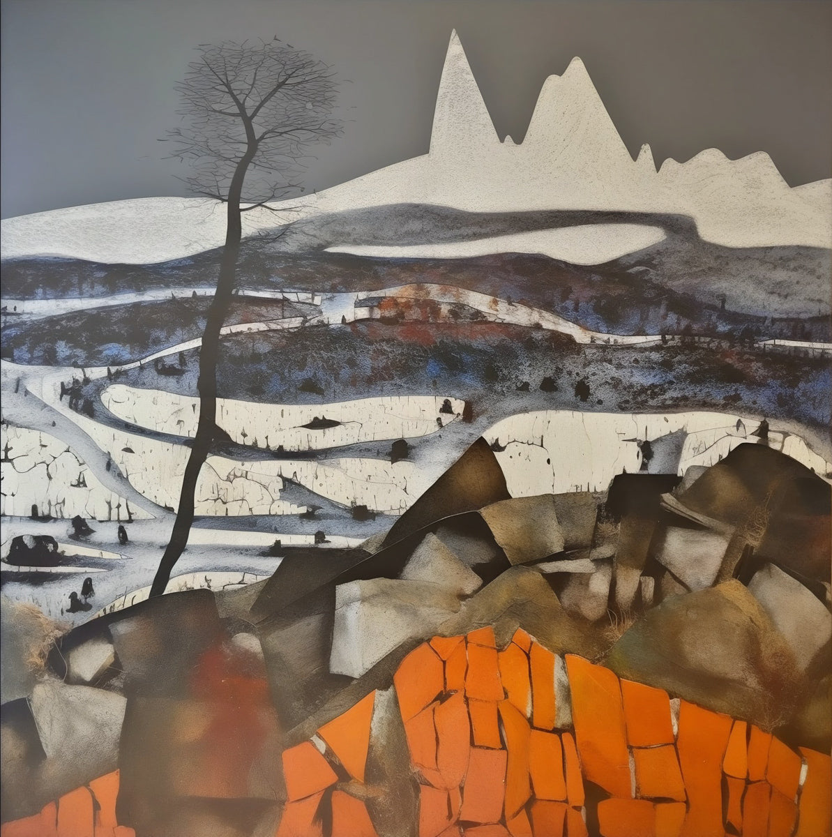 Mount Hotham in Snow — Large Abstract Landscape canvas wall art