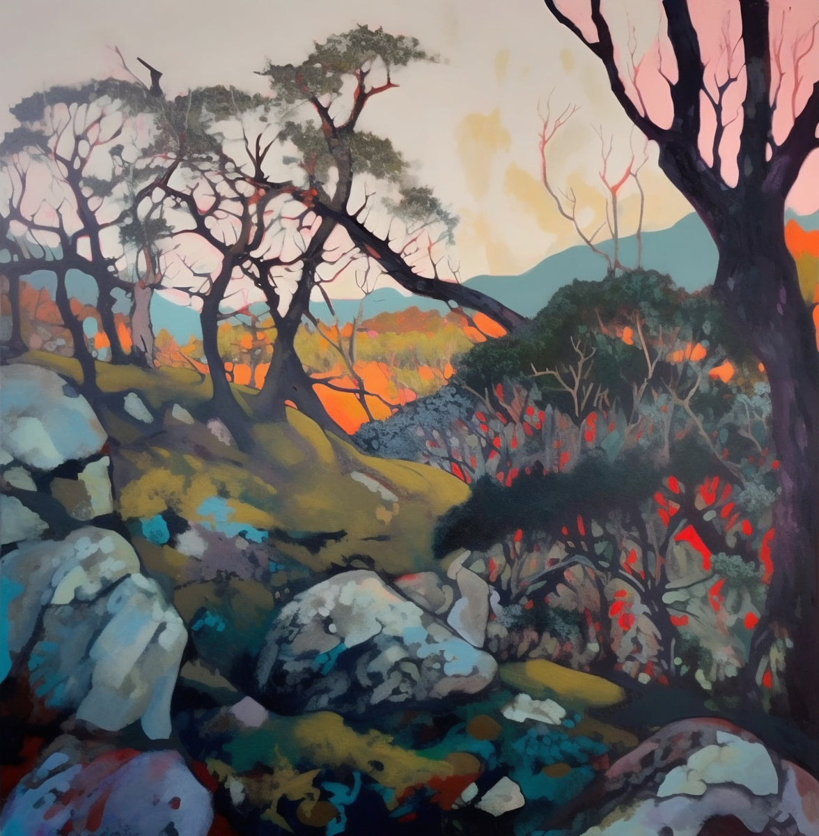 Morning Mt. Alexander — Large Scale Abstract Landscape canvas wall art