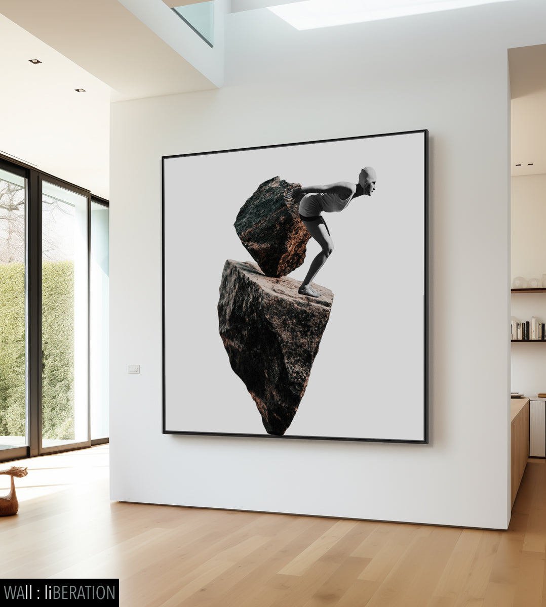 Leap of Faith Black & White Photography canvas wall art framed and hung on a wall