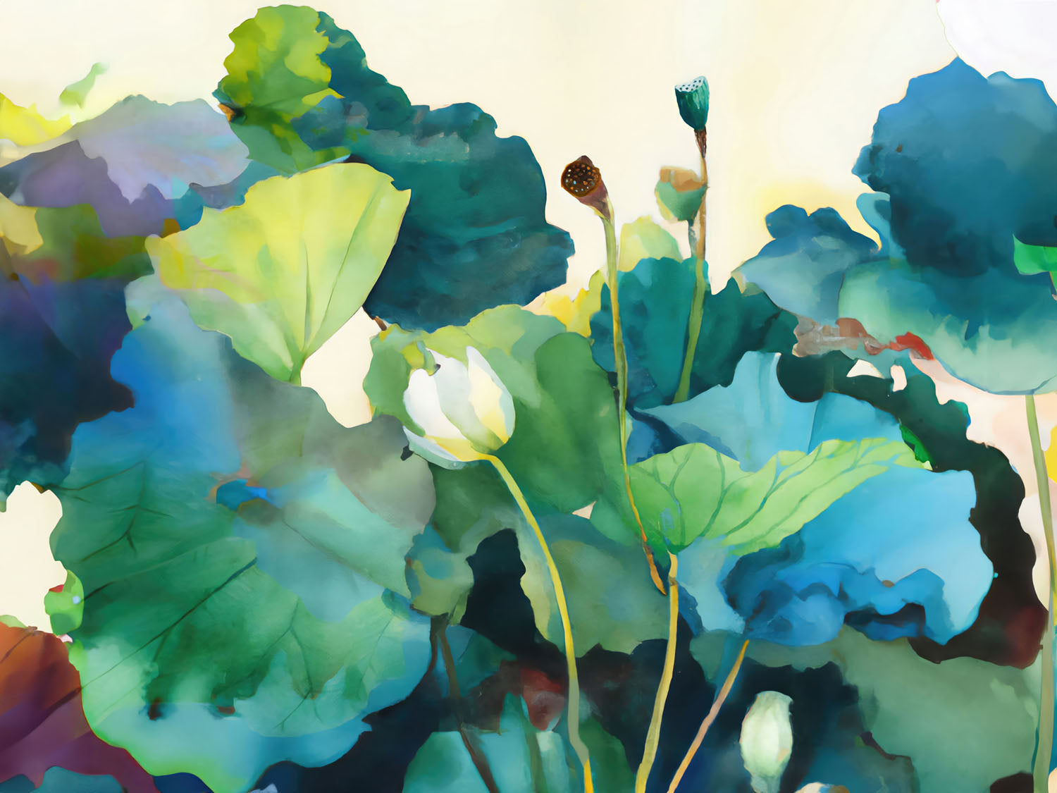 Lotus Flower Pond Contemporary Floral canvas wall art (view 3)