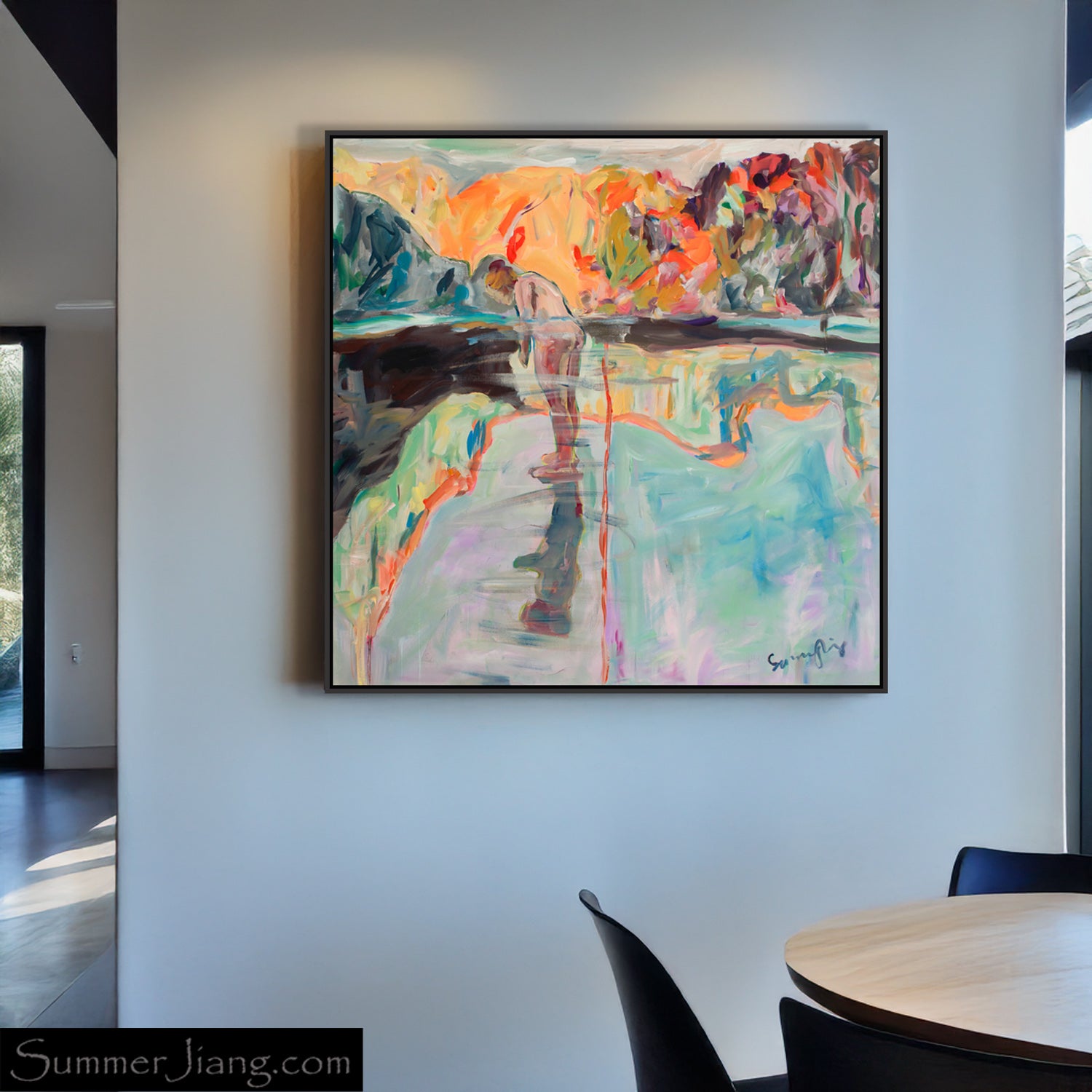 Faithful Oversized Contemporary canvas wall art styled in a room setting by Summer Jiang